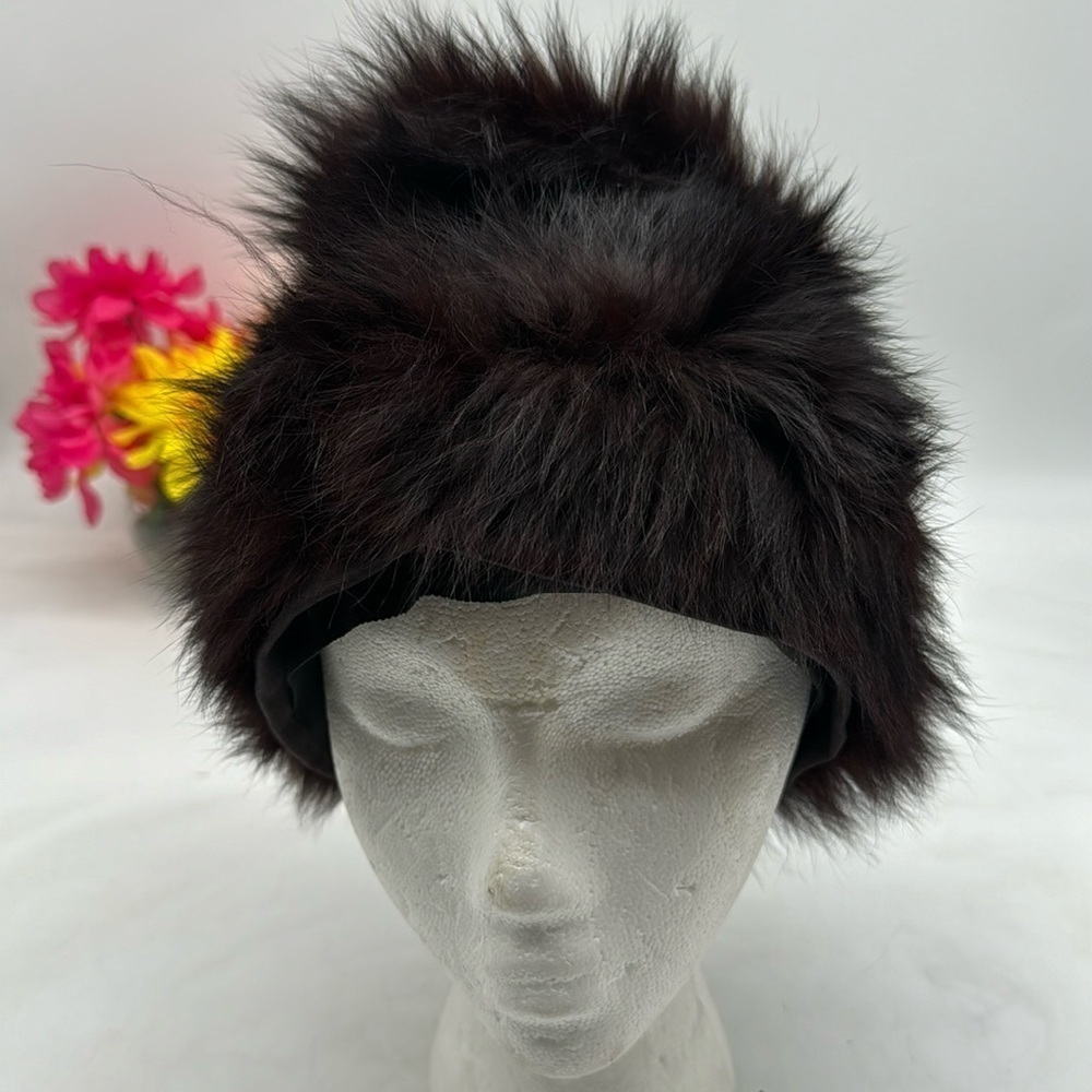 Chas A. Stevens Vintage Dark Brown Faux Fur Hat HT4880F